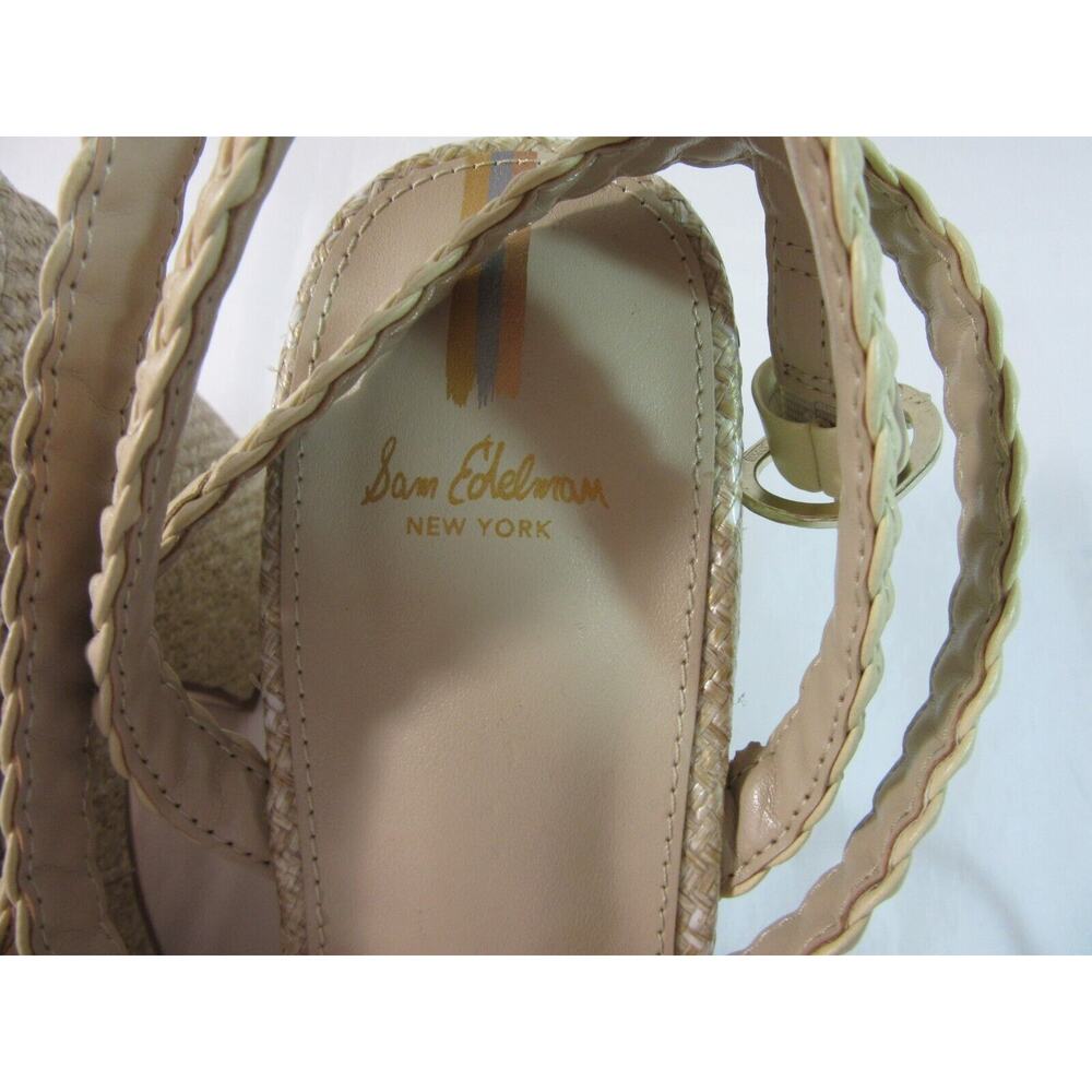 SAM EDELMAN Tan Size 10 Raffia Tropical Beaded Platform Wedge Ankle Strap Sandal - Picture 4 of 8